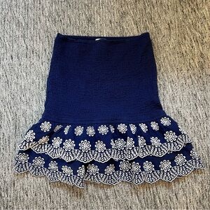 Miami Blue Mini Ruffle Skirt White Embroidery